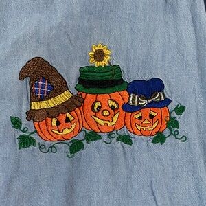 Vintage Embroidered Fall Pumpkins Shirt